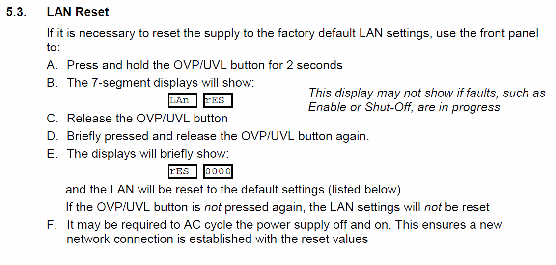 LAN reset (p17) LAN manual